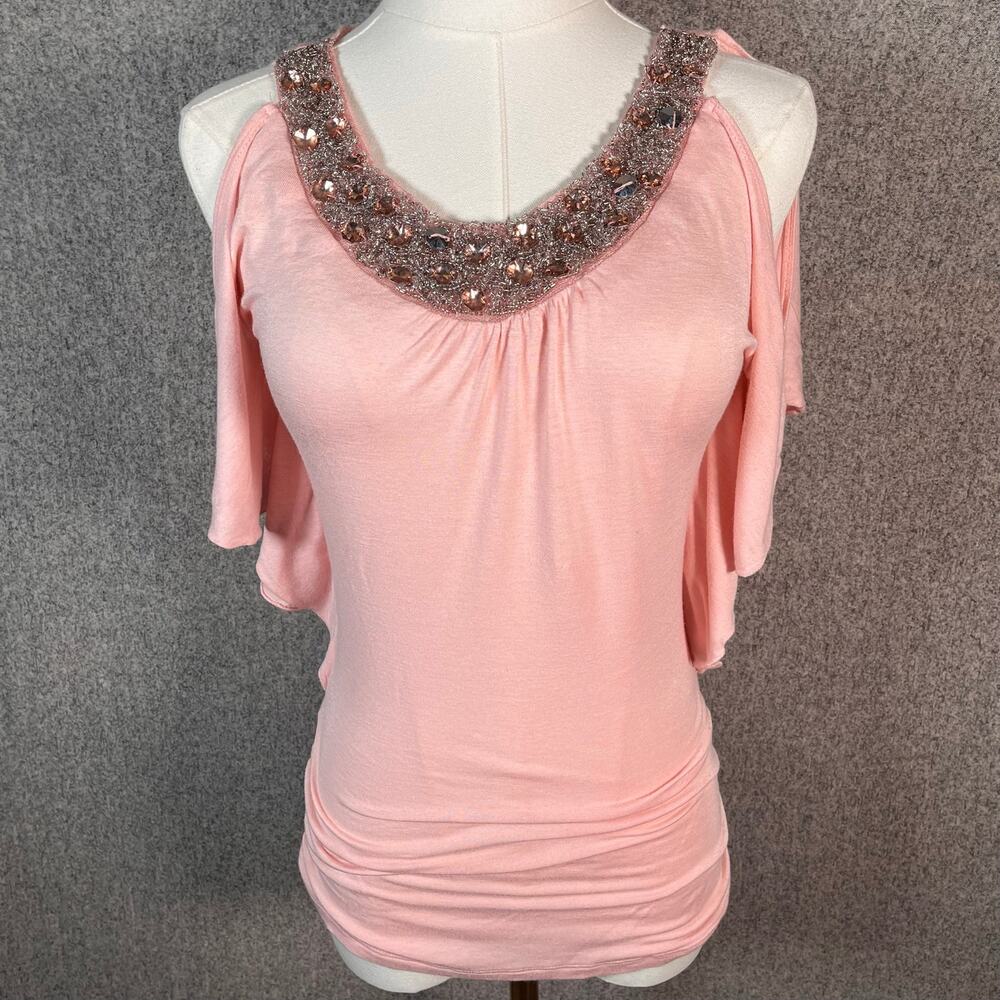 VTG Y2K Girly Embellished Fairy Body Central Sequin Dainty Blouse Women's S/M